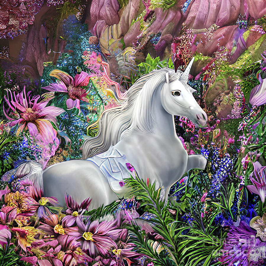 Unicorn Garden of Eden Digital Art by Debra Miller
