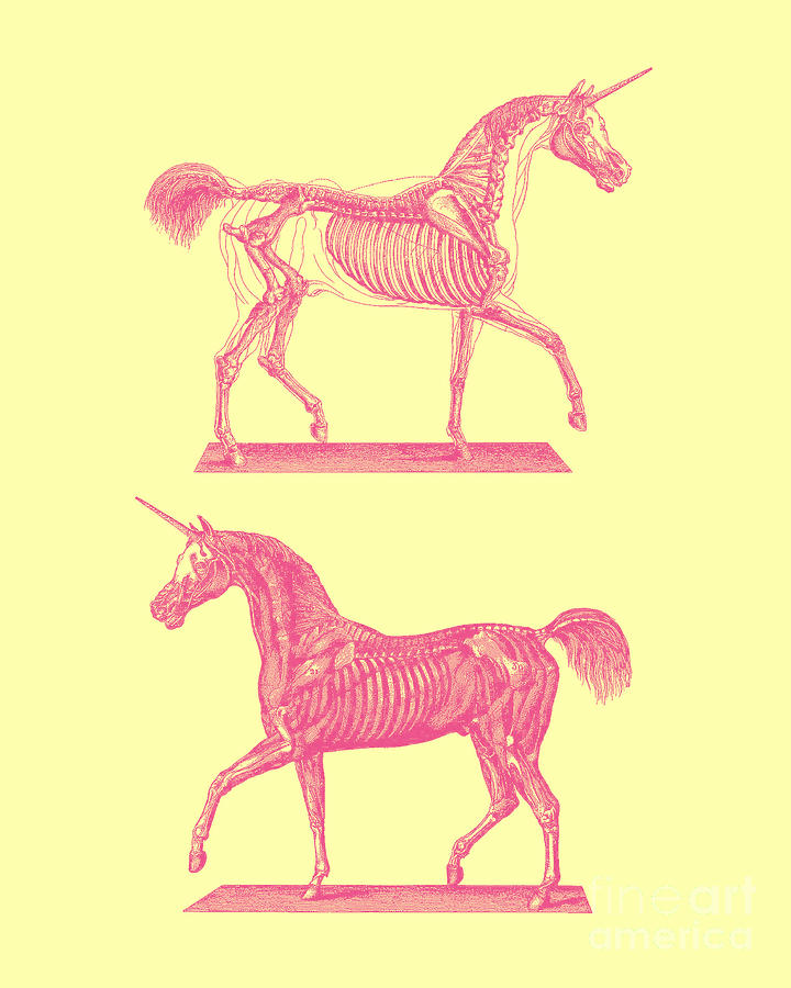 Unicorn Digital Art - Unicorn In Bright Pink And Yellow by Madame Memento