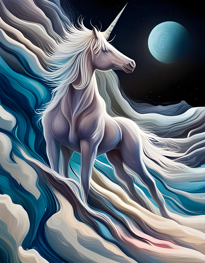 Unicorn On The Moon Digital Art by Jason Denis