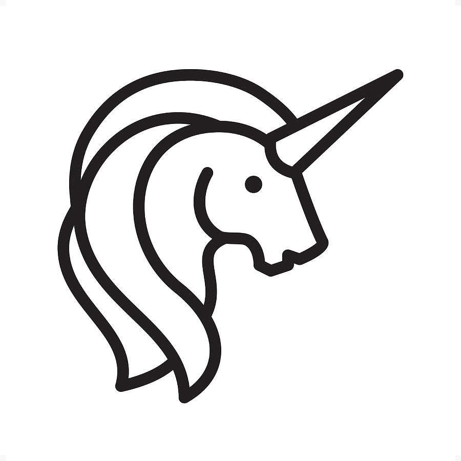 Unicorn - Outline Icon - Pixel Perfect Drawing by Lushik