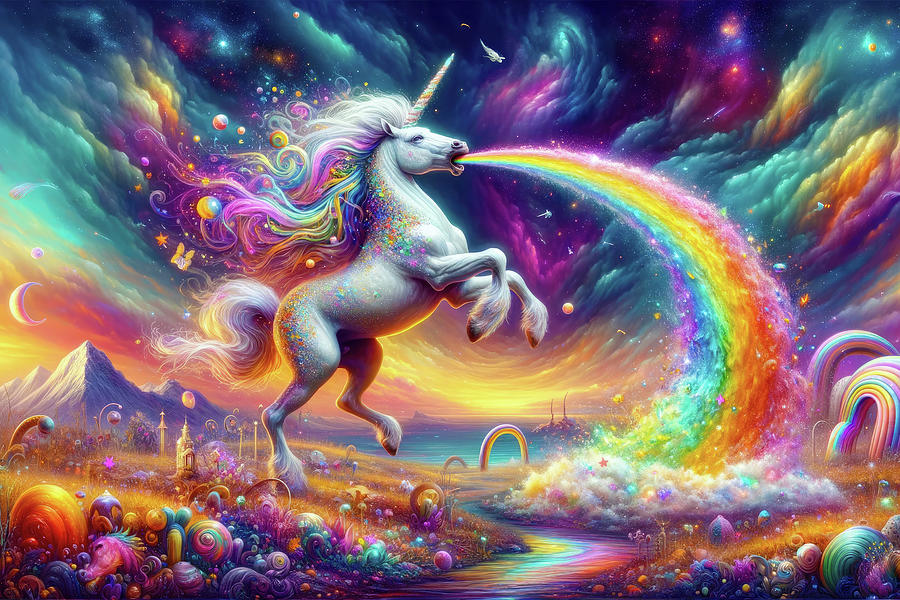 Unicorn Puking Rainbow Colors 03 Digital Art by Matthias Hauser