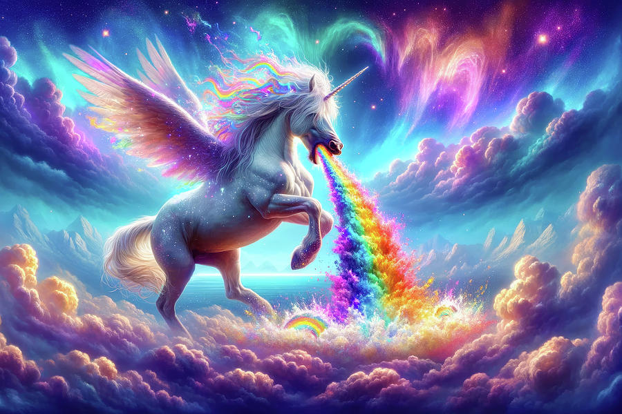 Unicorn Puking Rainbow Colors 04 Digital Art by Matthias Hauser