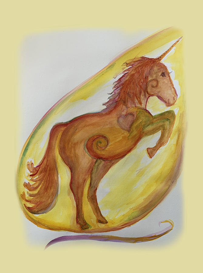 Unicorn Rearing Painting by Sandy Rakowitz