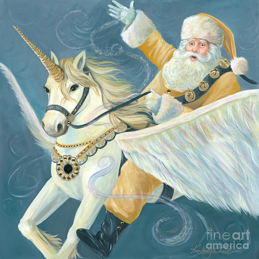 Unicorn Santa Painting by Kimberly Daniel