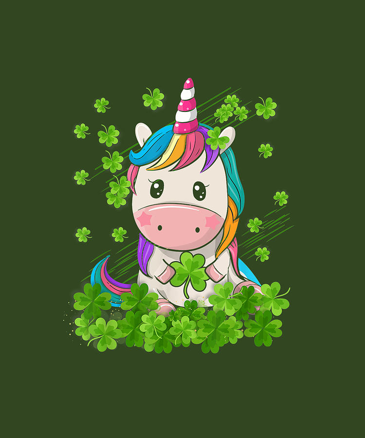 Unicorn St Patricks Day Irish Ireland Shamrock Gift Girl T-Shirt ...