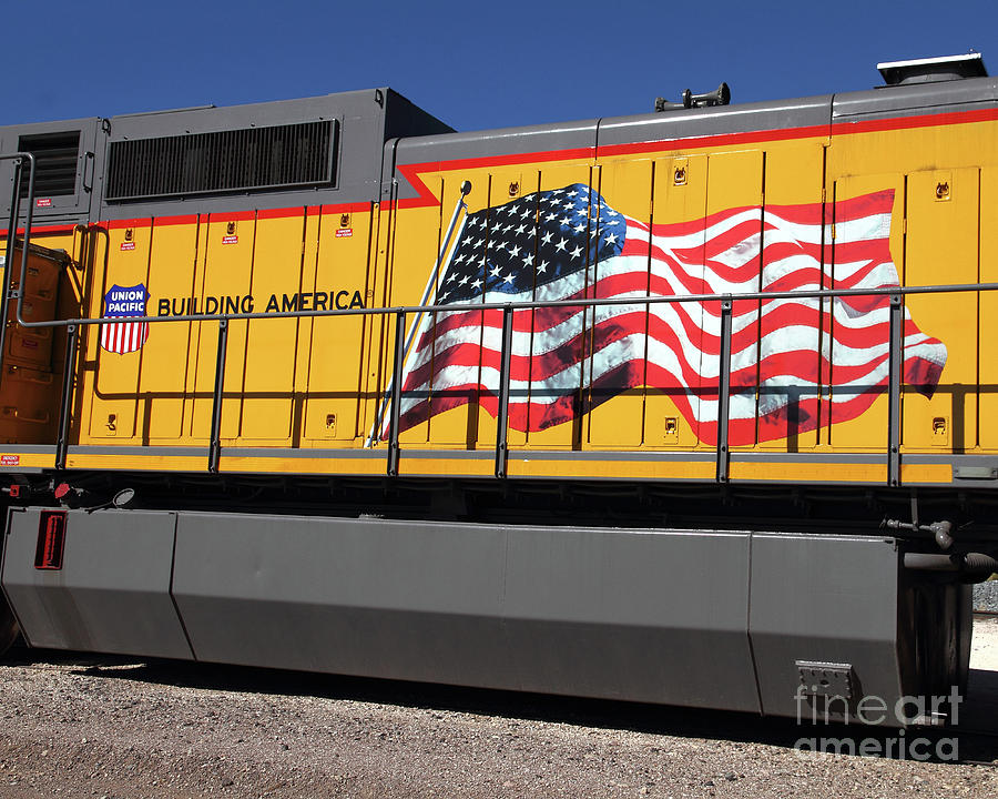 Union Pacific Flag Locomotive at Lund Utah Photograph by Malcolm Howard