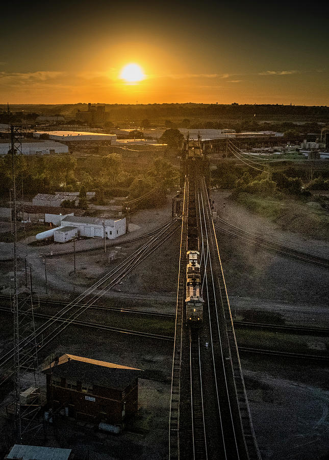 Union Pacific Loaded Coal Train Heads Across Santa Fe Junction At Sunset In Kansas City Ks Photograph