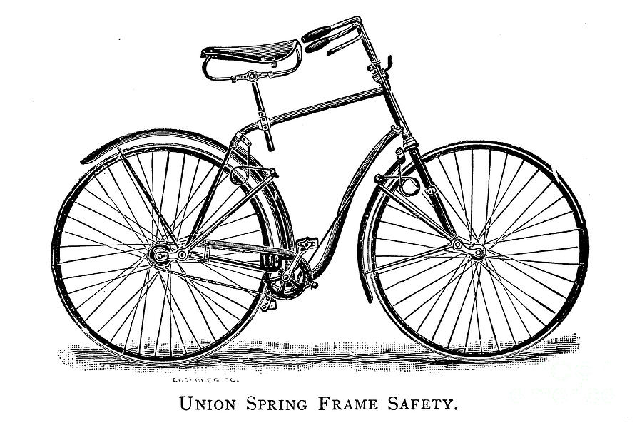 Union Spring Frame Safety Bicycle b1 Drawing by Historic illustrations