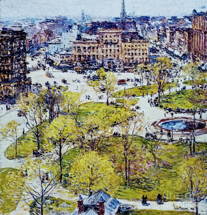 Union Square in Spring by Childe Hassam 1896 Painting by Childe Hassam ...