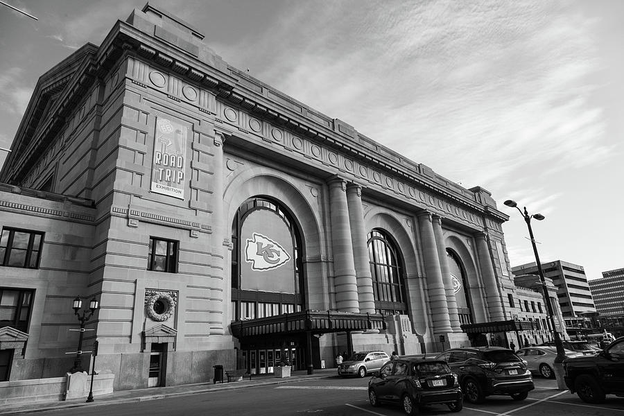 Union Station in Kansas City Missouri in black and white Photograph by Eldon McGraw