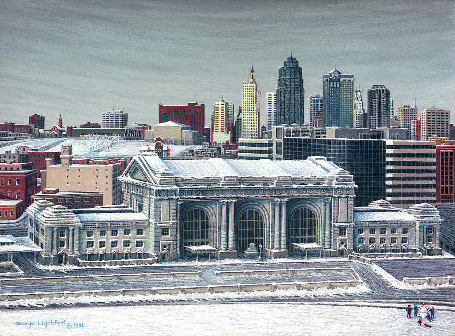 Union Station, KC, MO, Wintertime Painting by George Lightfoot