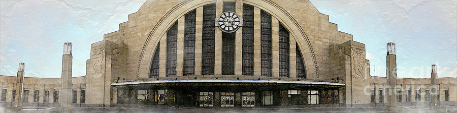 Union Terminal painterly panorama Photograph by Bentley Davis