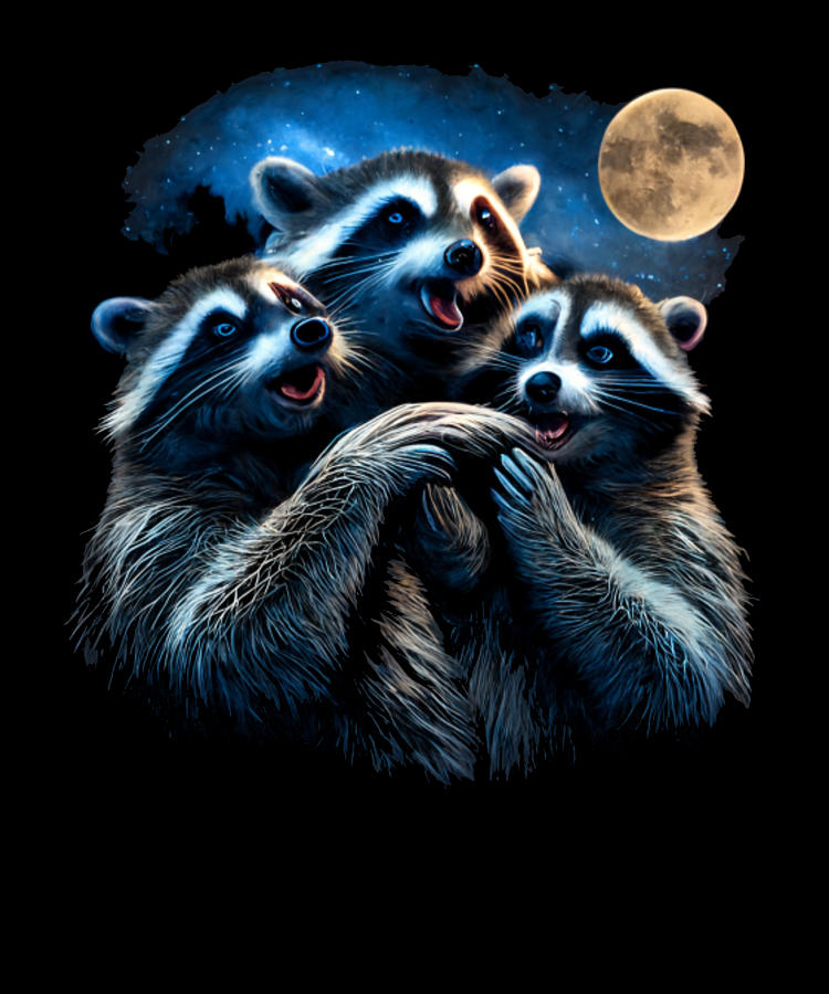 Unique Raccoon Moon Howling at Night Digital Art by Orgence Matungwa ...