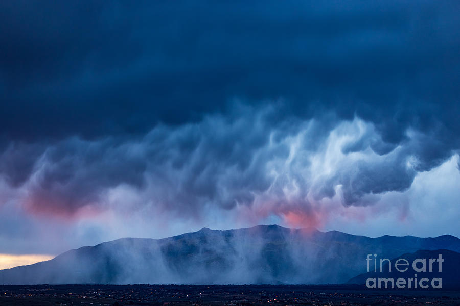 Unique Rain Clouds Over Taos Mountains  Photograph by Elijah Rael