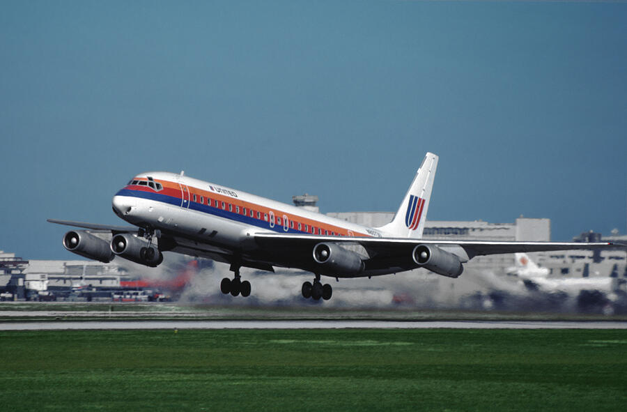 United Airlines DC-8 Takeoff at Miami Photograph by Erik Simonsen