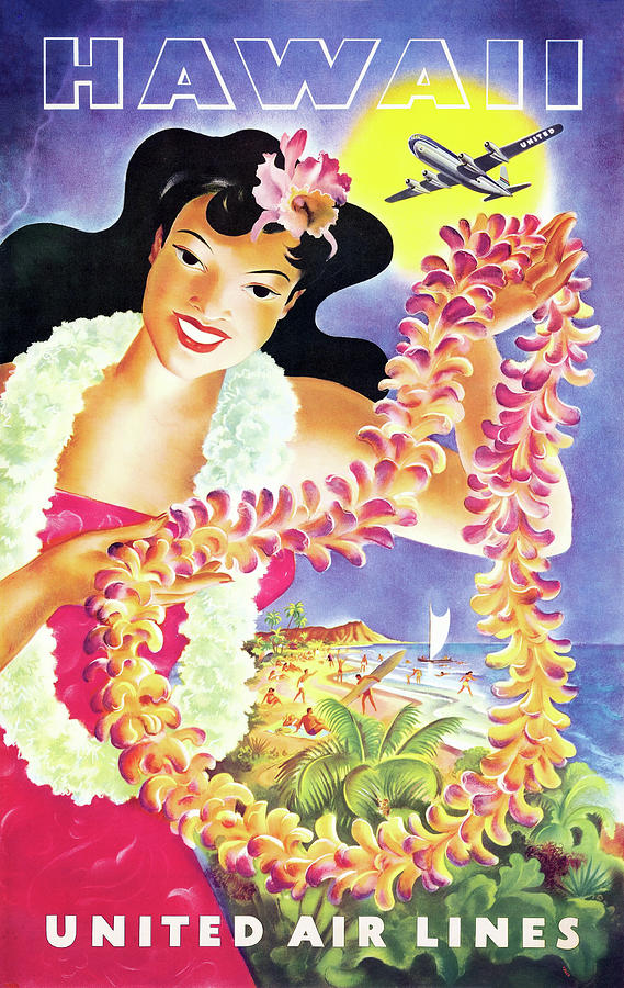 United Airlines- Hawaii - 1950 Painting by Vintage Travel Posters ...