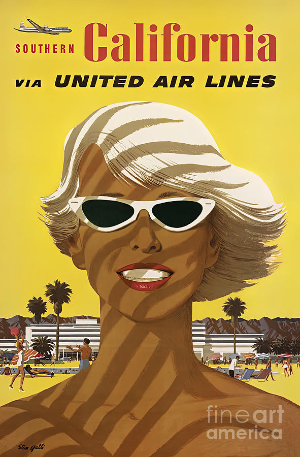 United Airlines Southern California Travel Poster Photograph by Carlos Diaz
