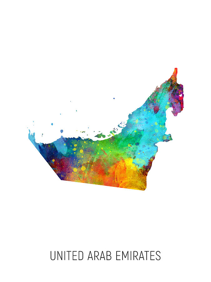 United Arab Emirates Watercolor Map Digital Art by Michael Tompsett