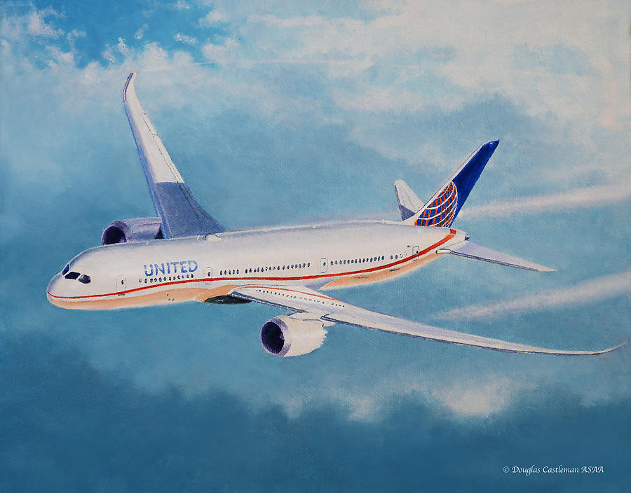 United Boeing 787 Painting by Douglas Castleman
