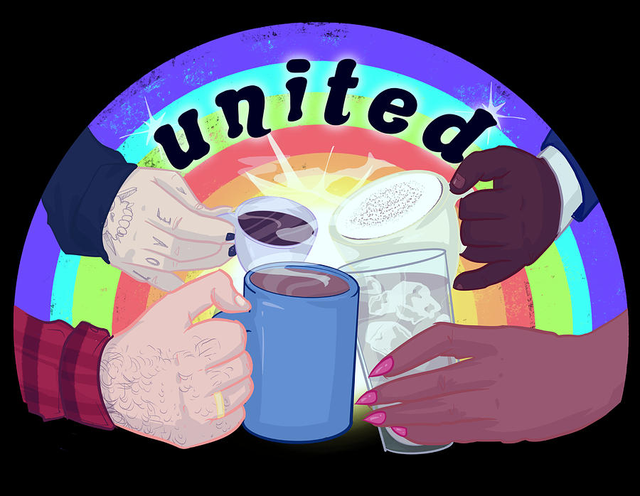 United In Coffee Drawing by Ludwig Van Bacon