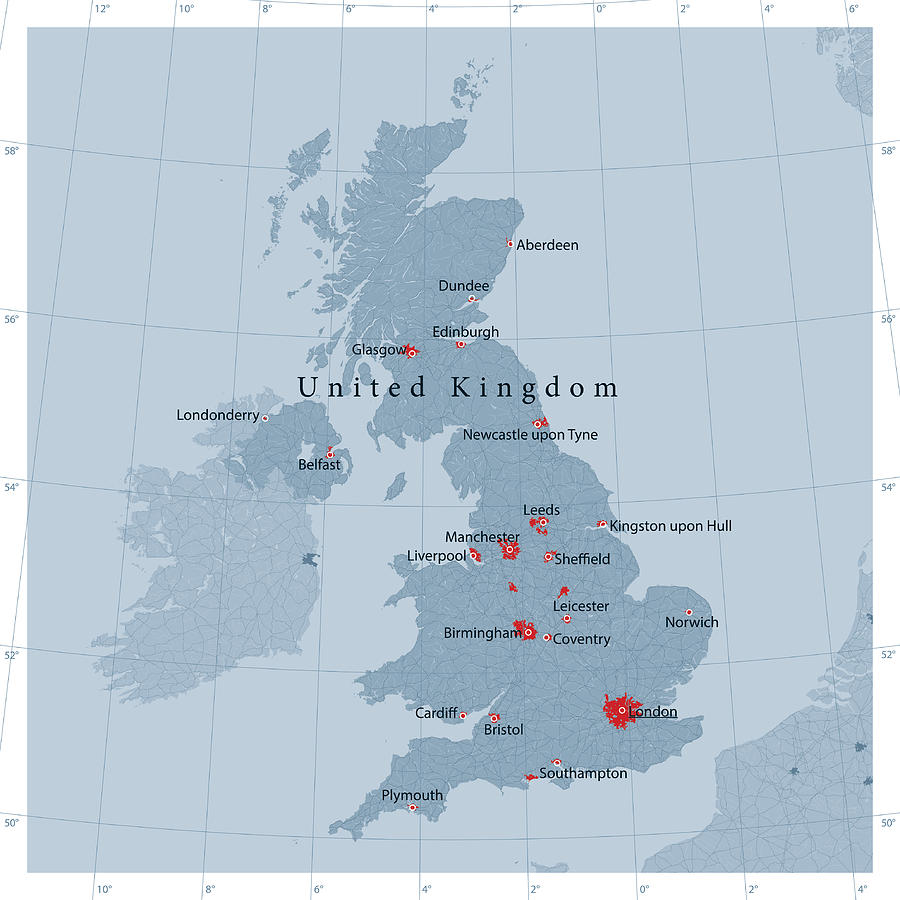 United Kingdom Vector Road Map Drawing by FrankRamspott