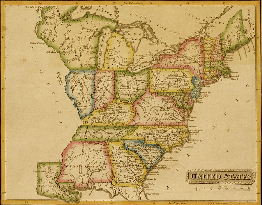 United States 1817 Drawing by Vintage Maps - Fine Art America