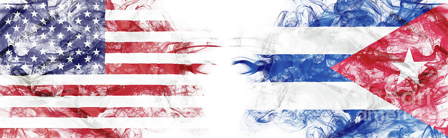 United States and Cuban crisis with mystic flags Photograph by Benny Marty