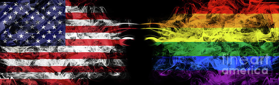 United States and LGBT community with smoky flags Photograph by Benny Marty
