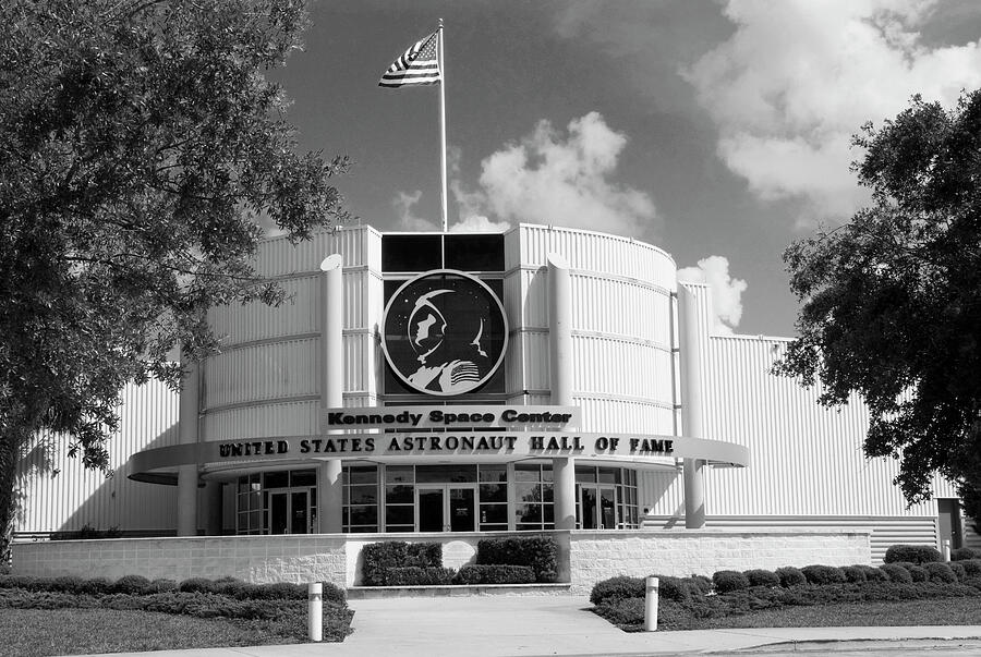 United States Astronaut Hall of Fame Florida bw Photograph by Bob Pardue