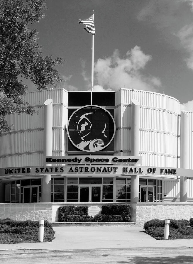 United States Astronaut Hall of Fame Florida - vertical bw Photograph by Bob Pardue