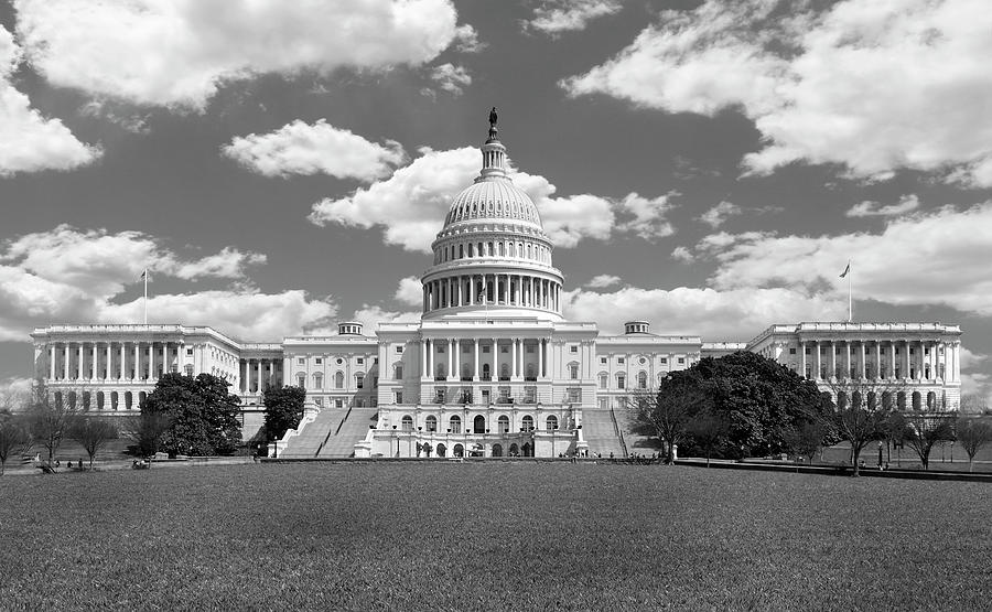 United States Capitol Building bw Photograph by Mike McGlothlen