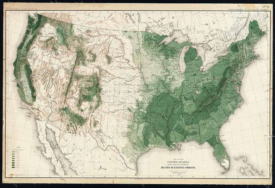 United States Forestry Map 1884 Photograph by Phil Cardamone