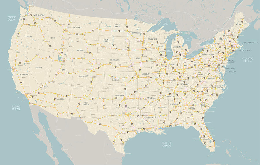 United States Highway Map Drawing by Hey Darlin