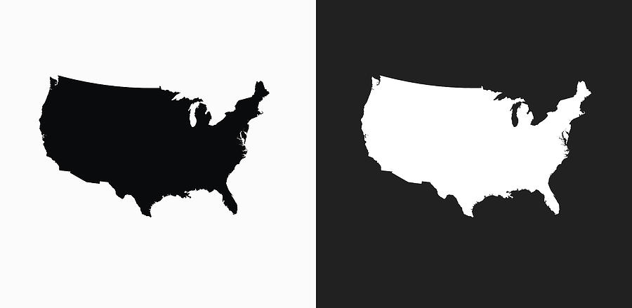 United States Map Icon on Black and White Vector Backgrounds Drawing by Bubaone