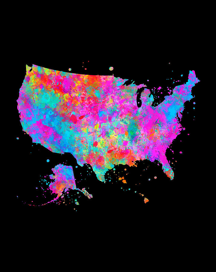 United States Map Digital Art by Jane Arthur