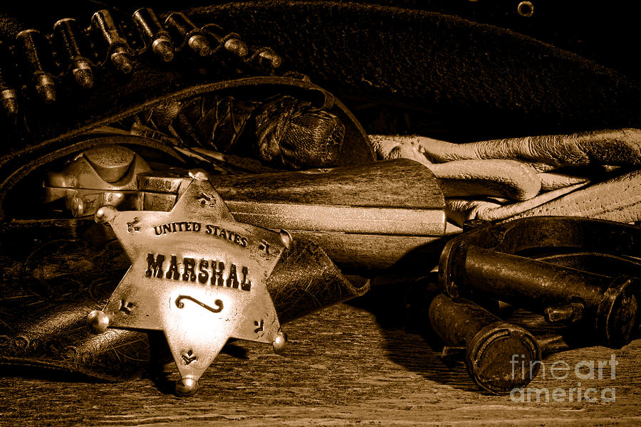 United States Marshal Shield - Sepia  Photograph by Olivier Le Queinec
