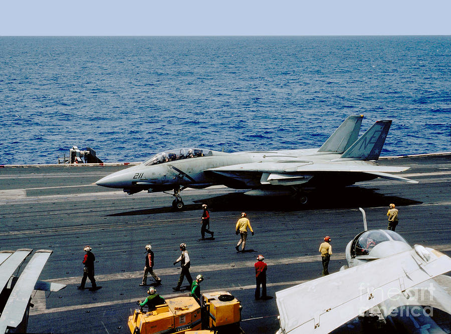 United States Navy F-14B on the Flight Deck of the USS Ranger ...