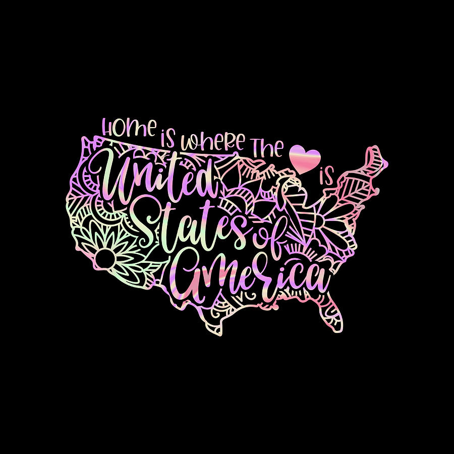 United States of America Holographic Mandala Maps Digital Art by Sambel Pedes