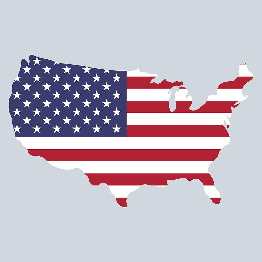 United States of America map and flag design 4th of July Drawing by Calvindexter
