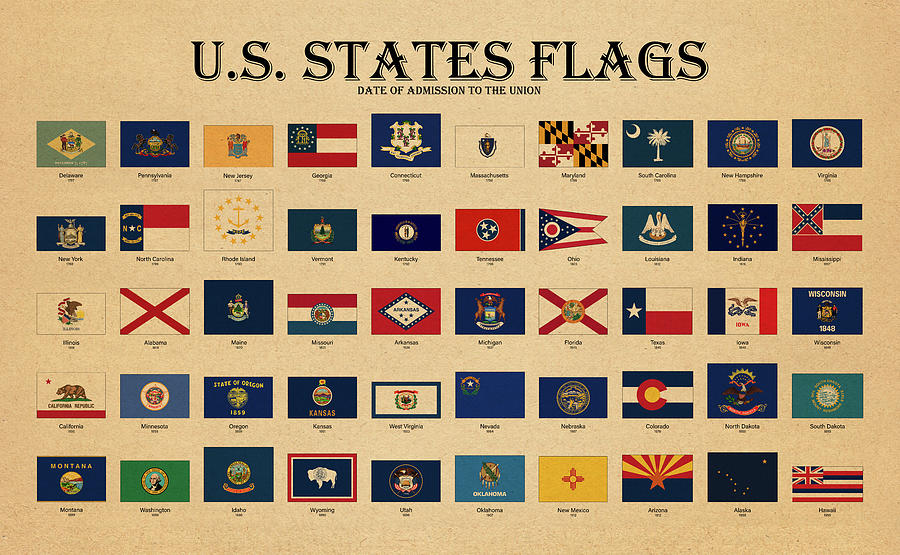 United States of America State flags in Sepia Digital Art by ...