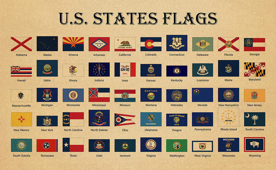 United States Of America State Flags Digital Art By Stockphotosart Com Pixels 