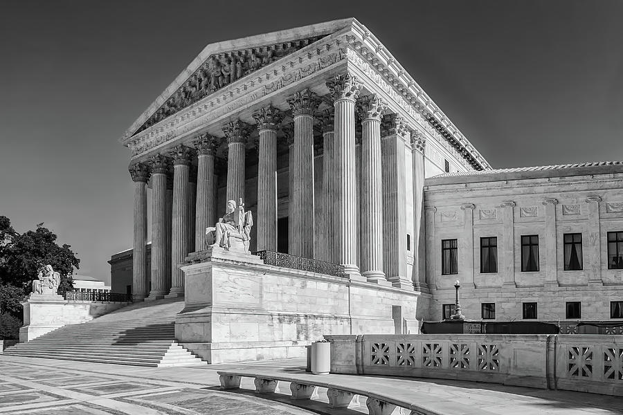 United States Supreme Court Building bw Photograph by Jerry Fornarotto