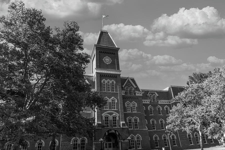 University Hall at Ohio State University in black and white Photograph by Eldon McGraw