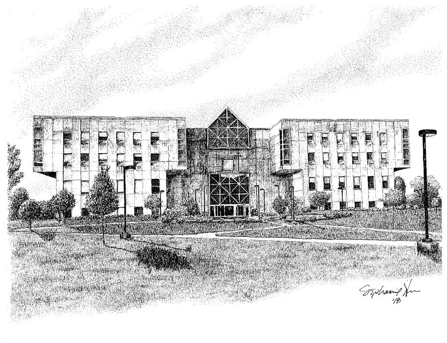 University Library, IUPUI, Indianapolis, Indiana Drawing by Stephanie Huber