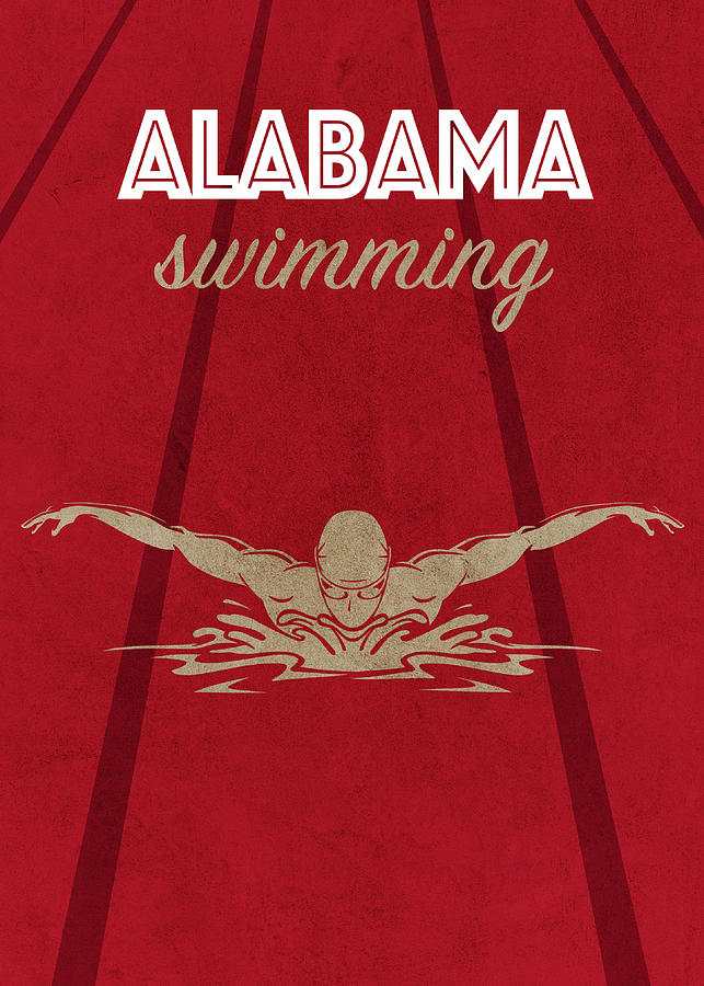 University of Alabama College Swimming Sports Vintage Poster Mixed