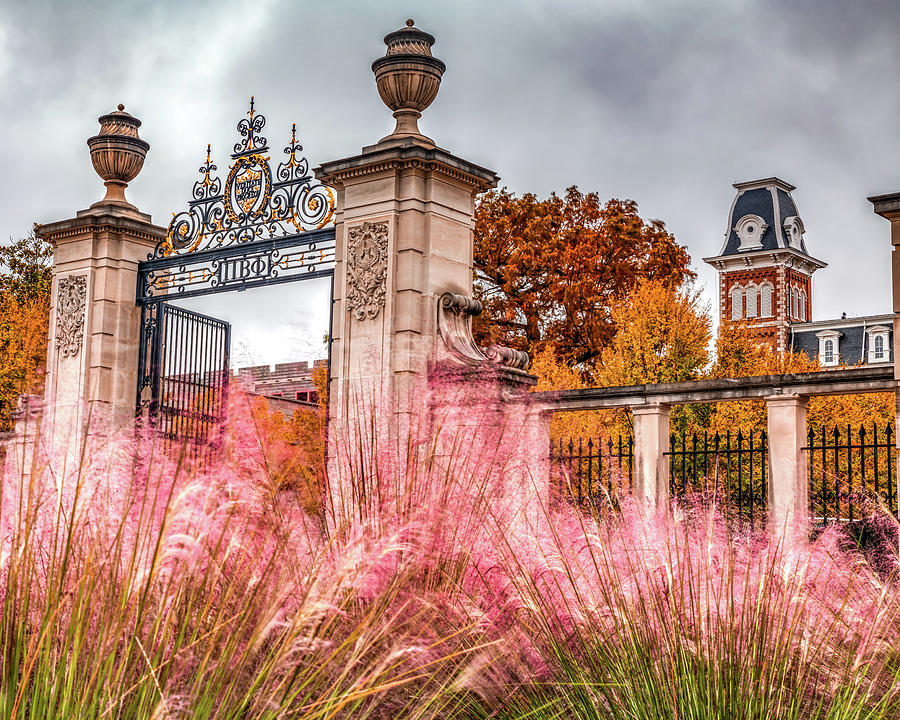 University Of Arkansas Photograph - University of Arkansas Centennial Gate and Old Main in The Fall by Gregory Ballos