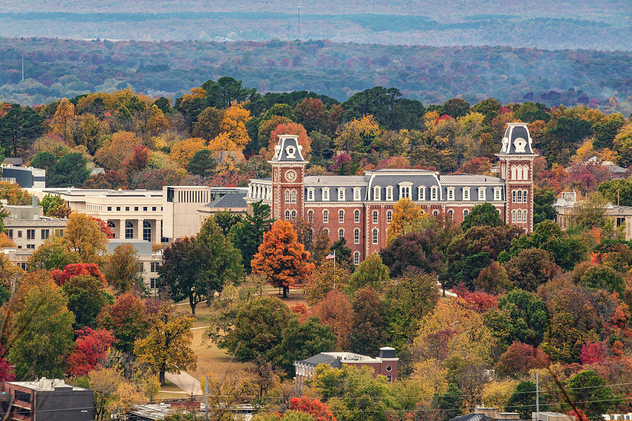 University of Arkansas Old Main Autumn Landscape Photograph by Gregory