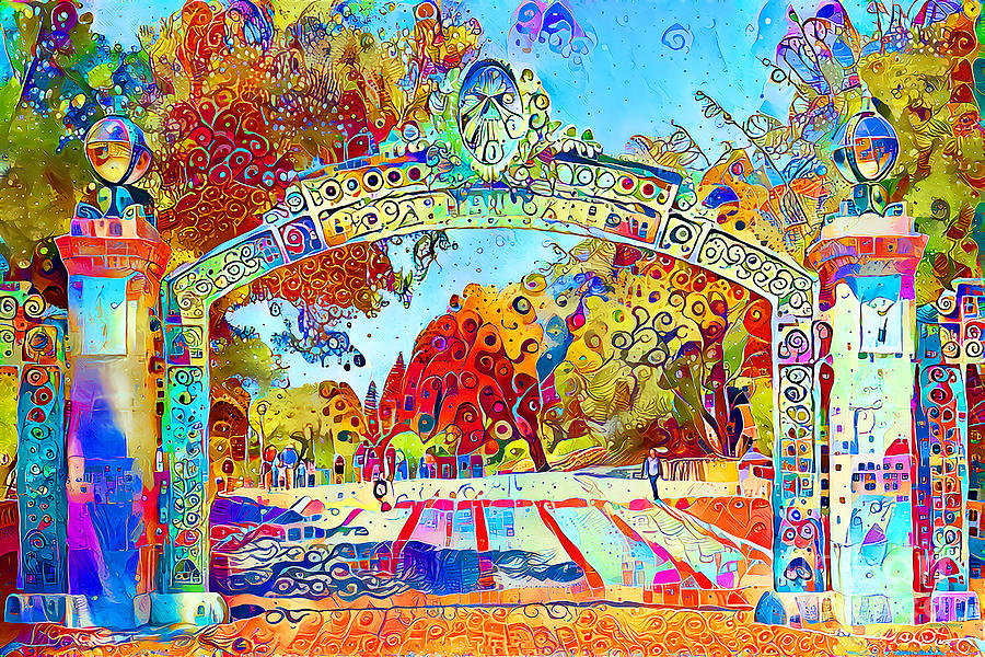 University of California Berkeley Historic Sather Gate in Whimsical Contemporary Style 20210630 Photograph by Wingsdomain Art and Photography