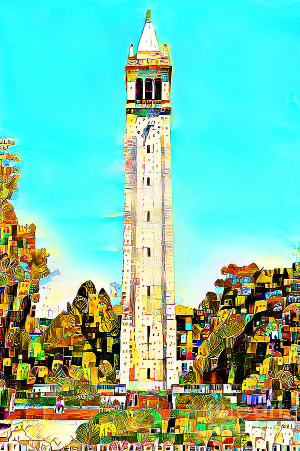 University of California Berkeley Sather Tower The Campanile in Bright Vibrant Colors 20220228 Mixed Media by Wingsdomain Art and Photography