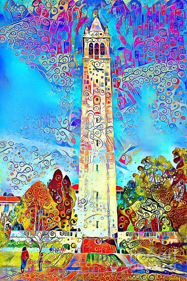 Architecture Photograph - University of California Berkeley Sather Tower The Campanile in Whimsical Contemporary Style 2021063 by Wingsdomain Art and Photography